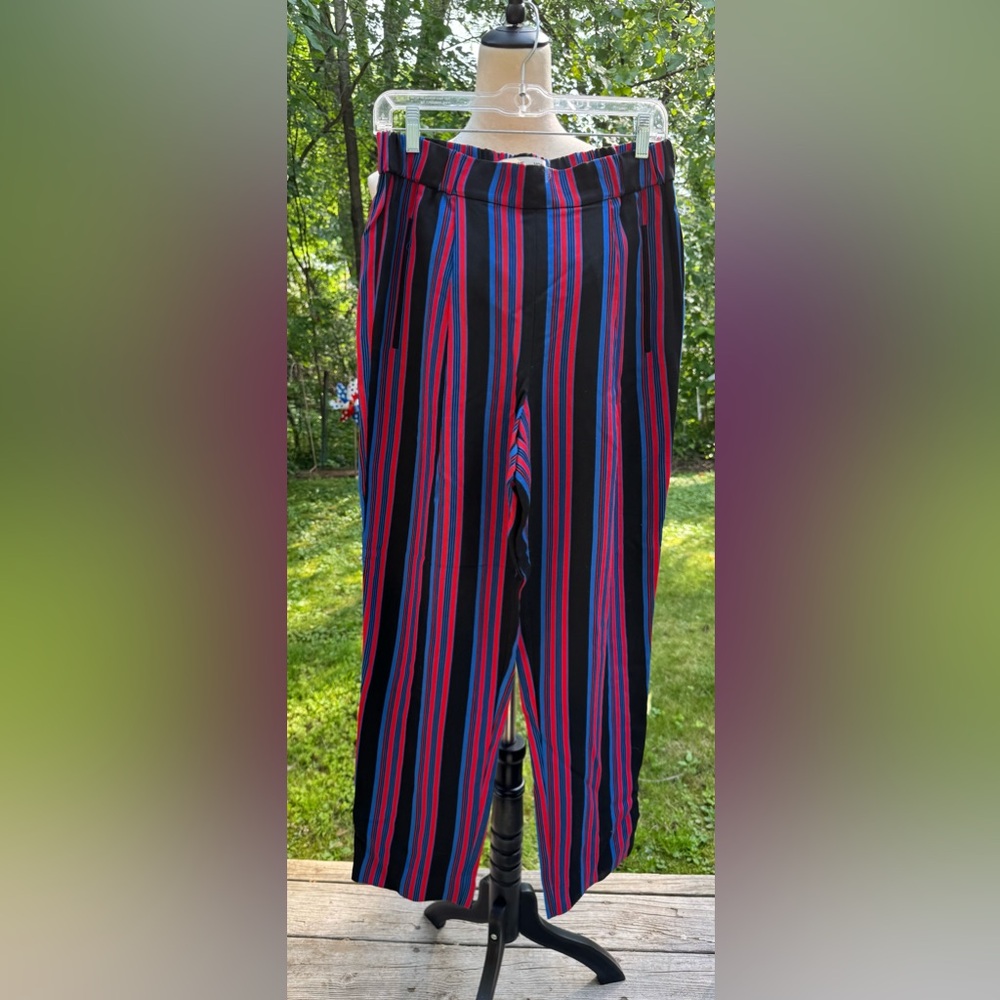 Diane Von Furstenberg Womens Bold Striped Pleated Relaxed Dress Pants Size 6